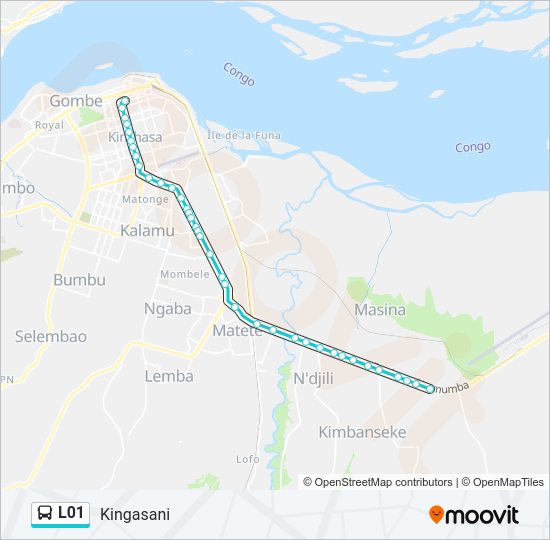 Plan de la ligne L01 de bus