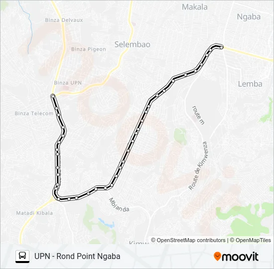 Plan de la ligne UPN - ROND POINT NGABA de bus