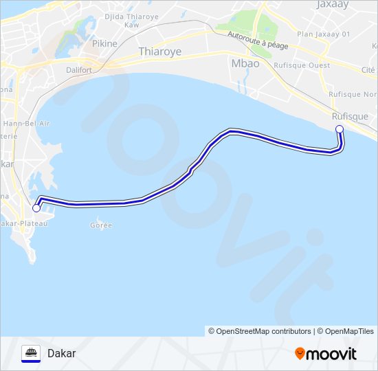 Plan de la ligne F2 de ferry