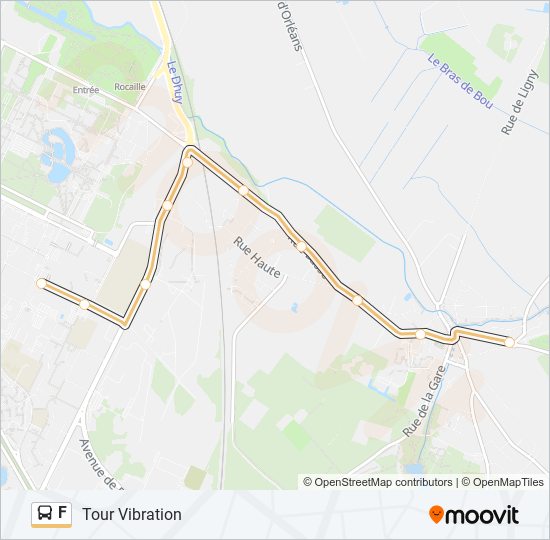 Plan de la ligne F de bus