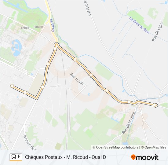 Plan de la ligne F de bus