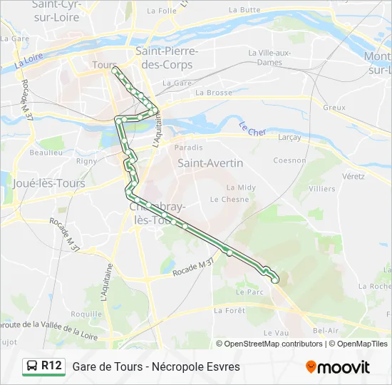 R12 Route: Schedules, Stops & Maps - Necropole Esvres (Updated)