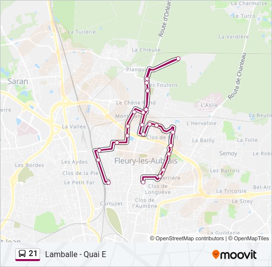 Plan de la ligne 21 de bus