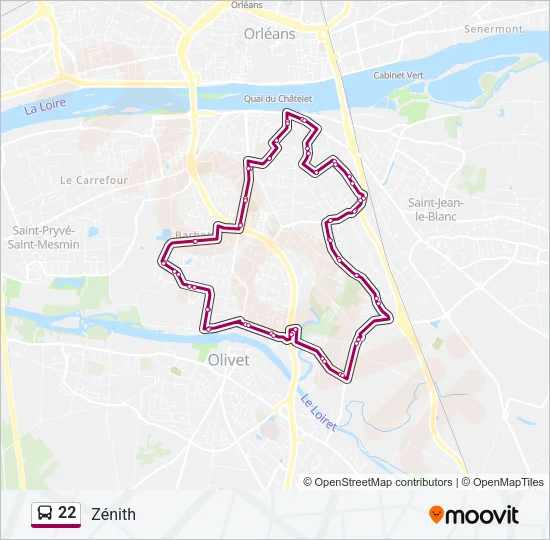 Plan de la ligne 22 de bus