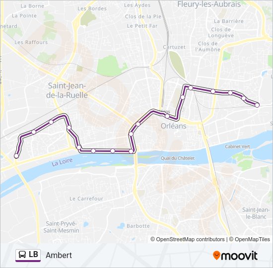 Plan de la ligne LB de bus
