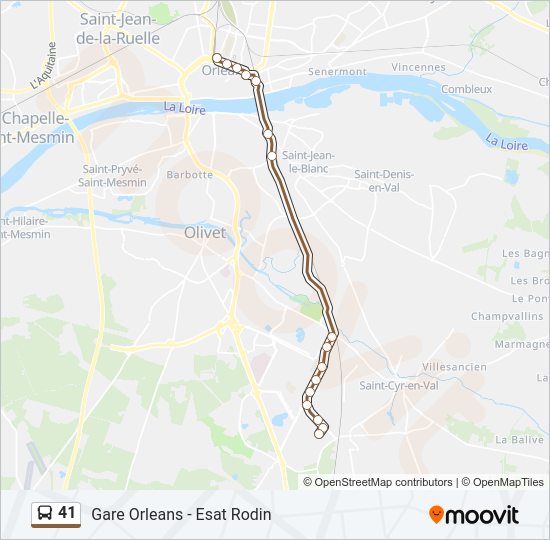 Plan de la ligne 41 de bus