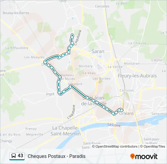 43 Bus Line Map