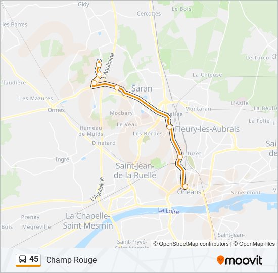 Plan de la ligne 45 de bus