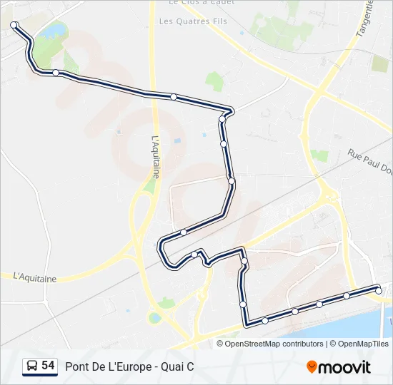 54 Bus Line Map