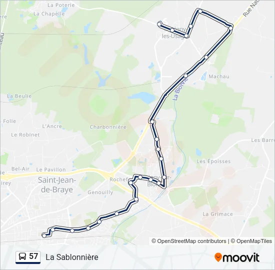 57 Bus Line Map