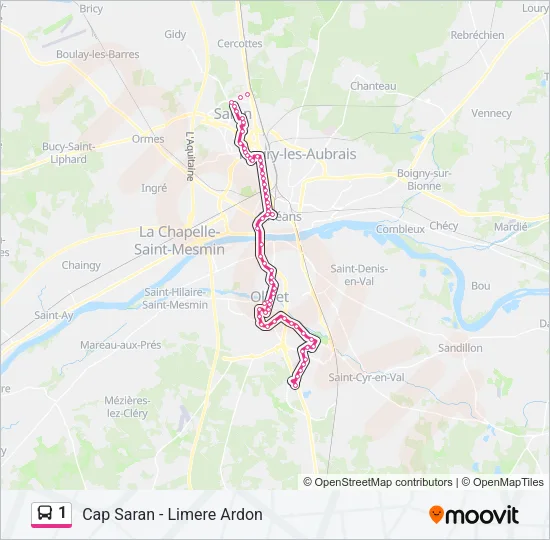 Plan de la ligne 1 de bus