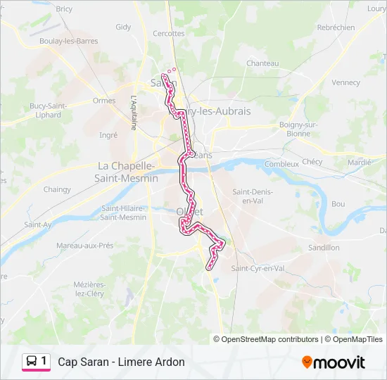 Plan de la ligne 1 de bus