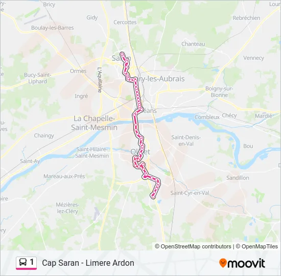 Plan de la ligne 1 de bus