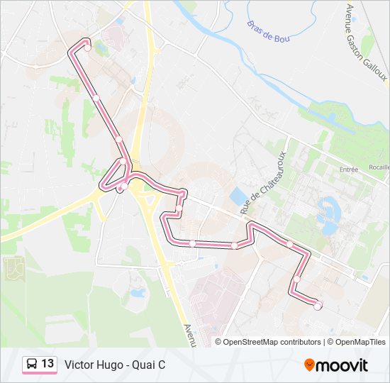 Plan de la ligne 13 de bus