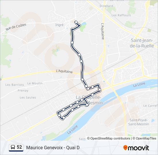 Plan de la ligne 52 de bus