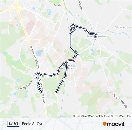 61 Bus Line Map