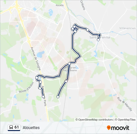 61 Bus Line Map