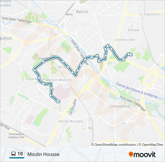 Plan de la ligne 10 de bus