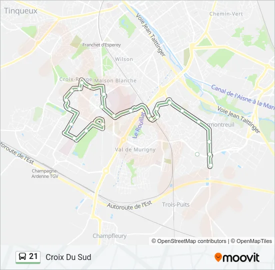 21 Bus Line Map