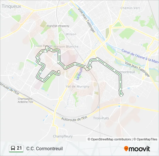 21 Bus Line Map