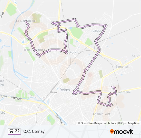 Plan de la ligne 22 de bus