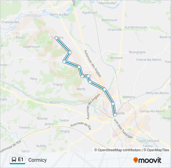 Plan de la ligne E1 de bus