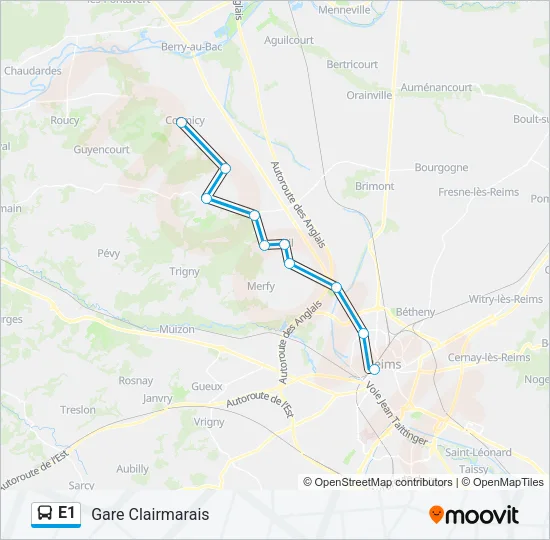 E1 Bus Line Map