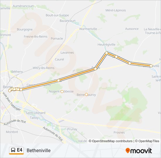 Mapa de E4 de autobús