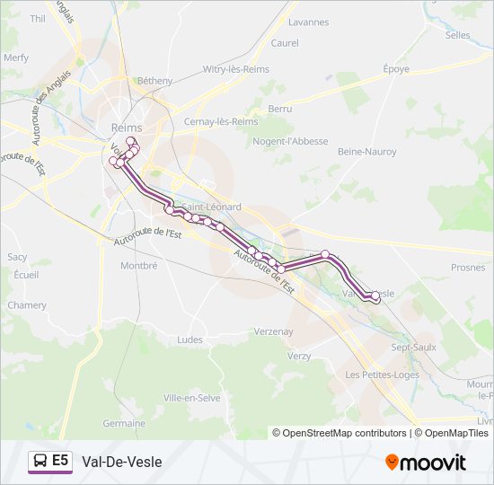 E5 Bus Line Map
