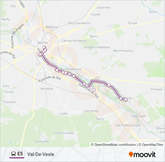E5 Bus Line Map