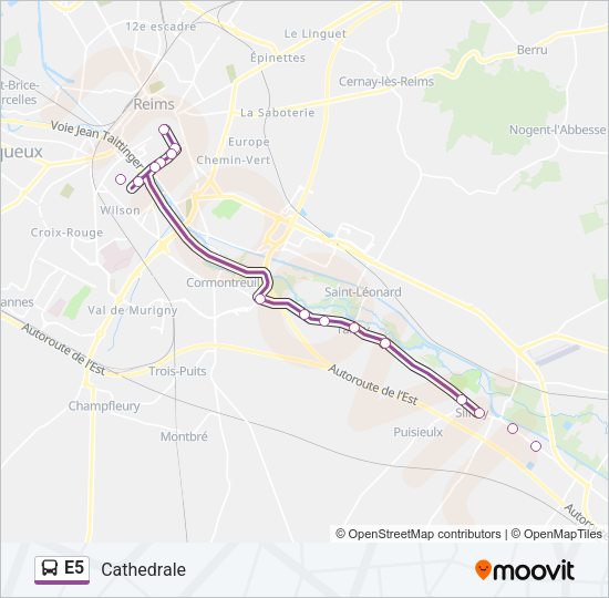 E5 Bus Line Map