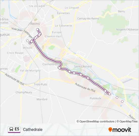 E5 Bus Line Map