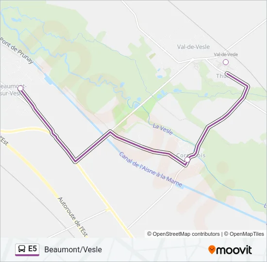 E5 Bus Line Map