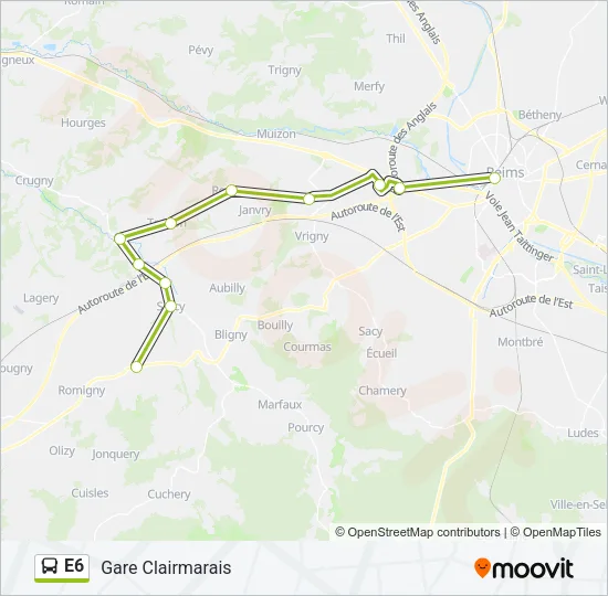 E6 Bus Line Map