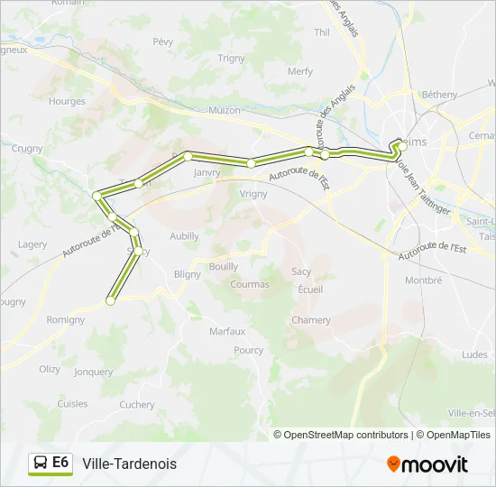 E6 Bus Line Map