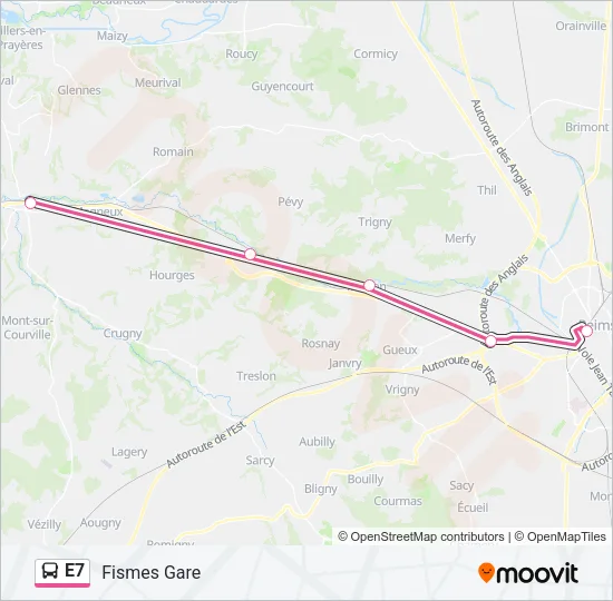 Plan de la ligne E7 de bus