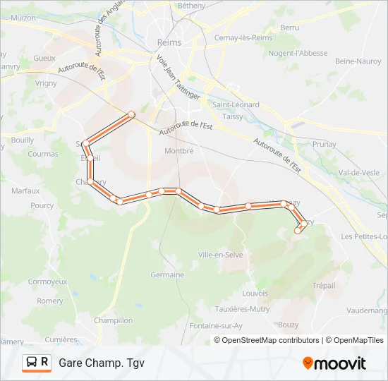 R Bus Line Map
