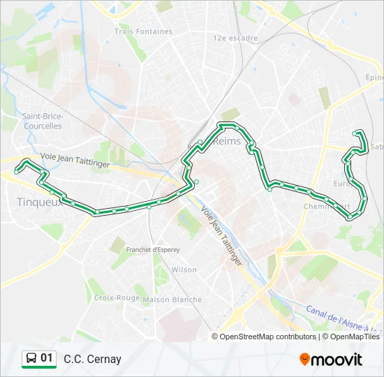 Plan de la ligne 01 de bus