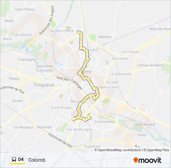 Plan de la ligne 04 de bus