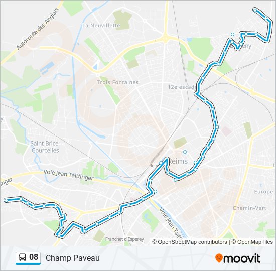 Plan de la ligne 08 de bus