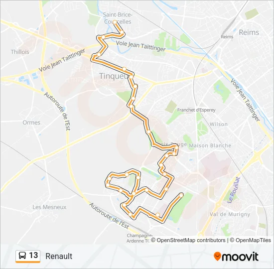 13 Bus Line Map