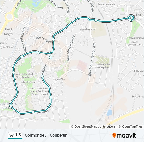 Plan de la ligne 15 de bus