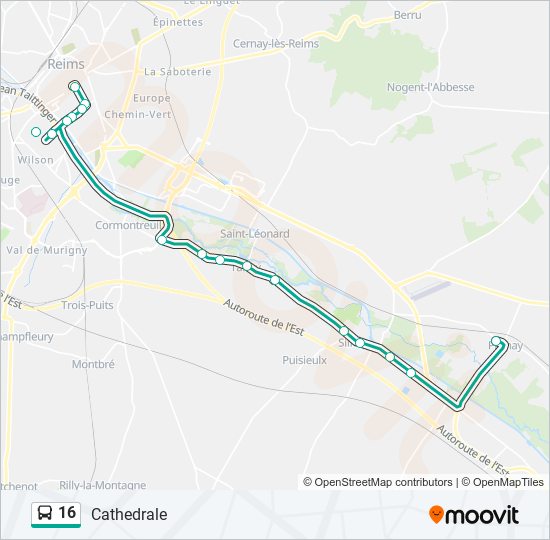 Mapa de 16 de autobús