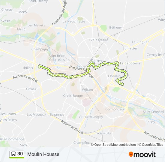 Plan de la ligne 30 de bus