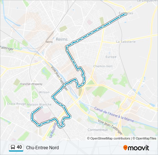 Plan de la ligne 40 de bus