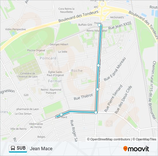 Plan de la ligne SUB de bus