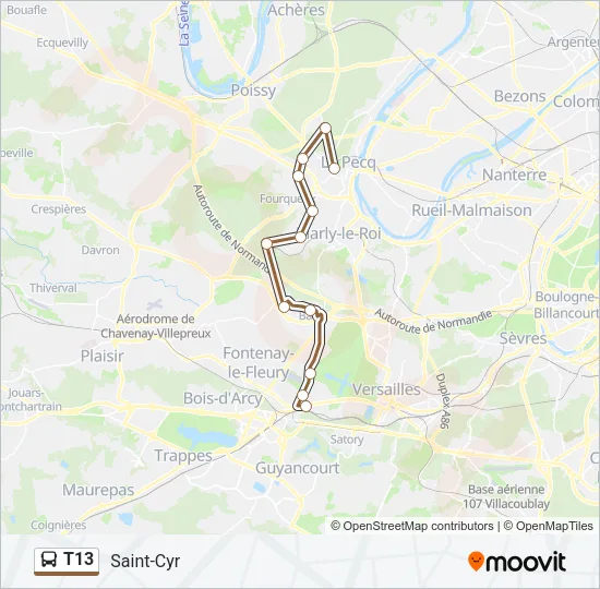 T13 Bus Line Map