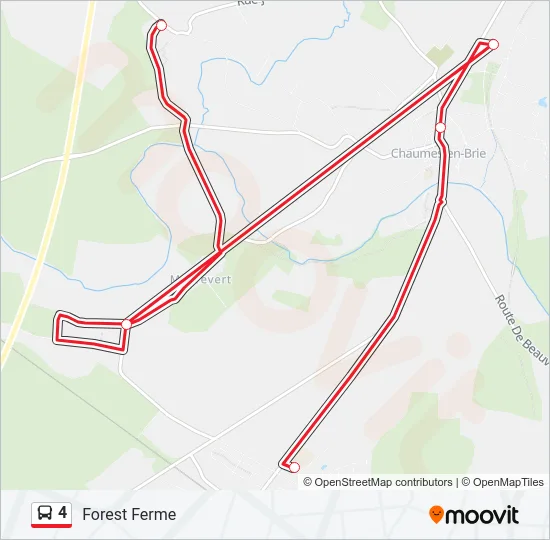 Plan de la ligne 4 de bus