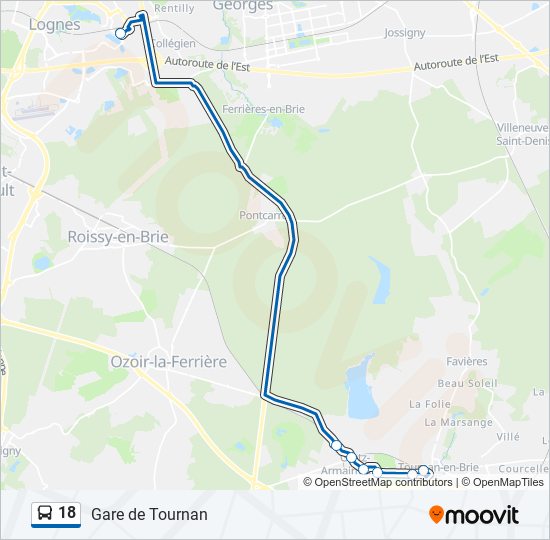 Plan de la ligne 18 de bus