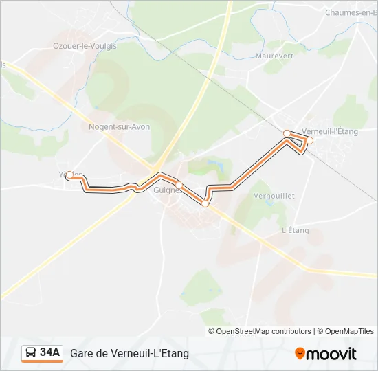 34A Bus Line Map